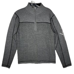 NWT Meister Wool Blend Explorer Sweater 1/4 Zip Sweater Gray Aspen Mens S $200+